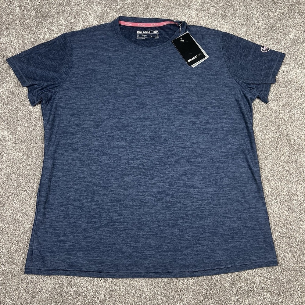 NEW Ariat Tek Womens XL Laguna Short Sleeve T Shirt Navy Blue Performance NWT